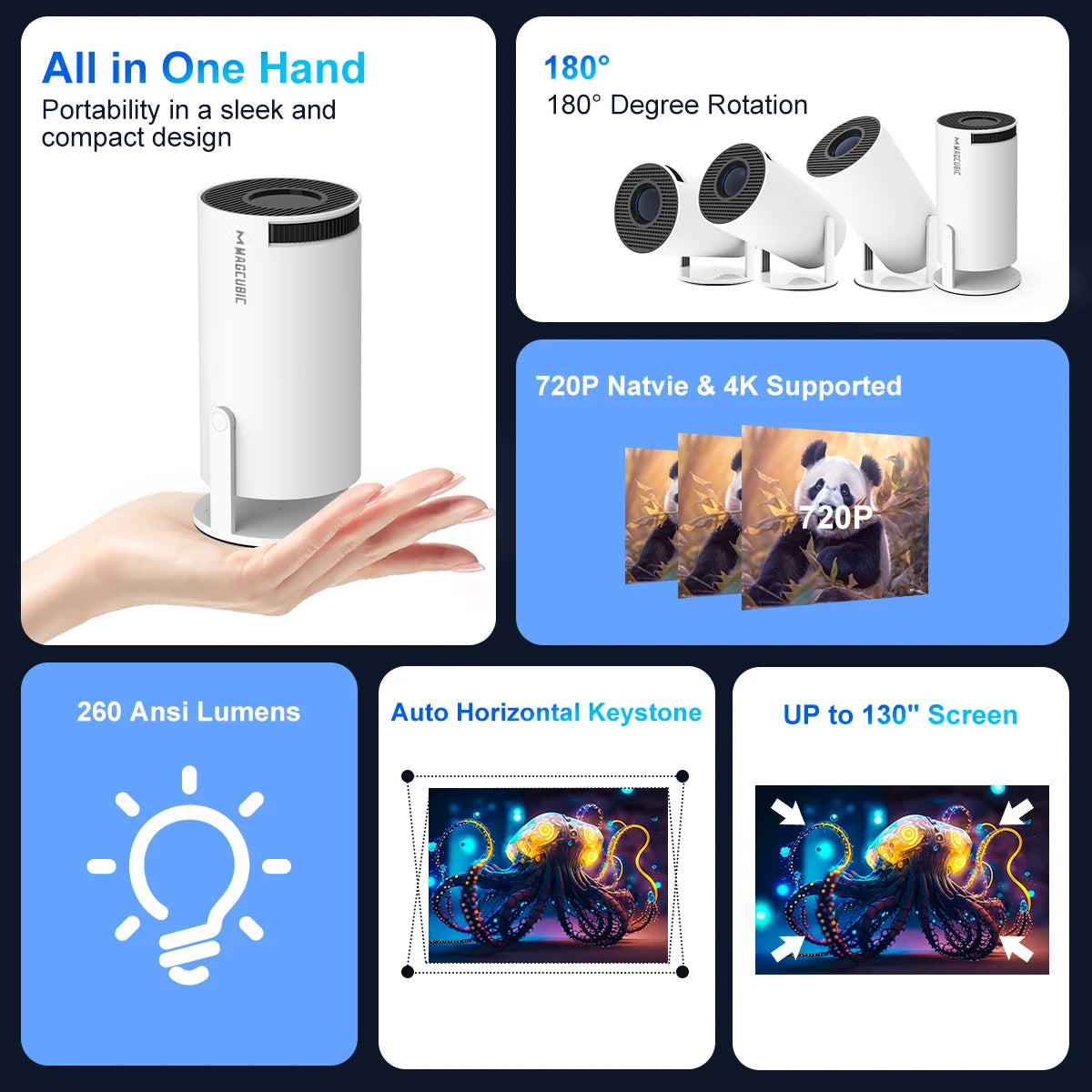 4K Home Cinema Portable Projector